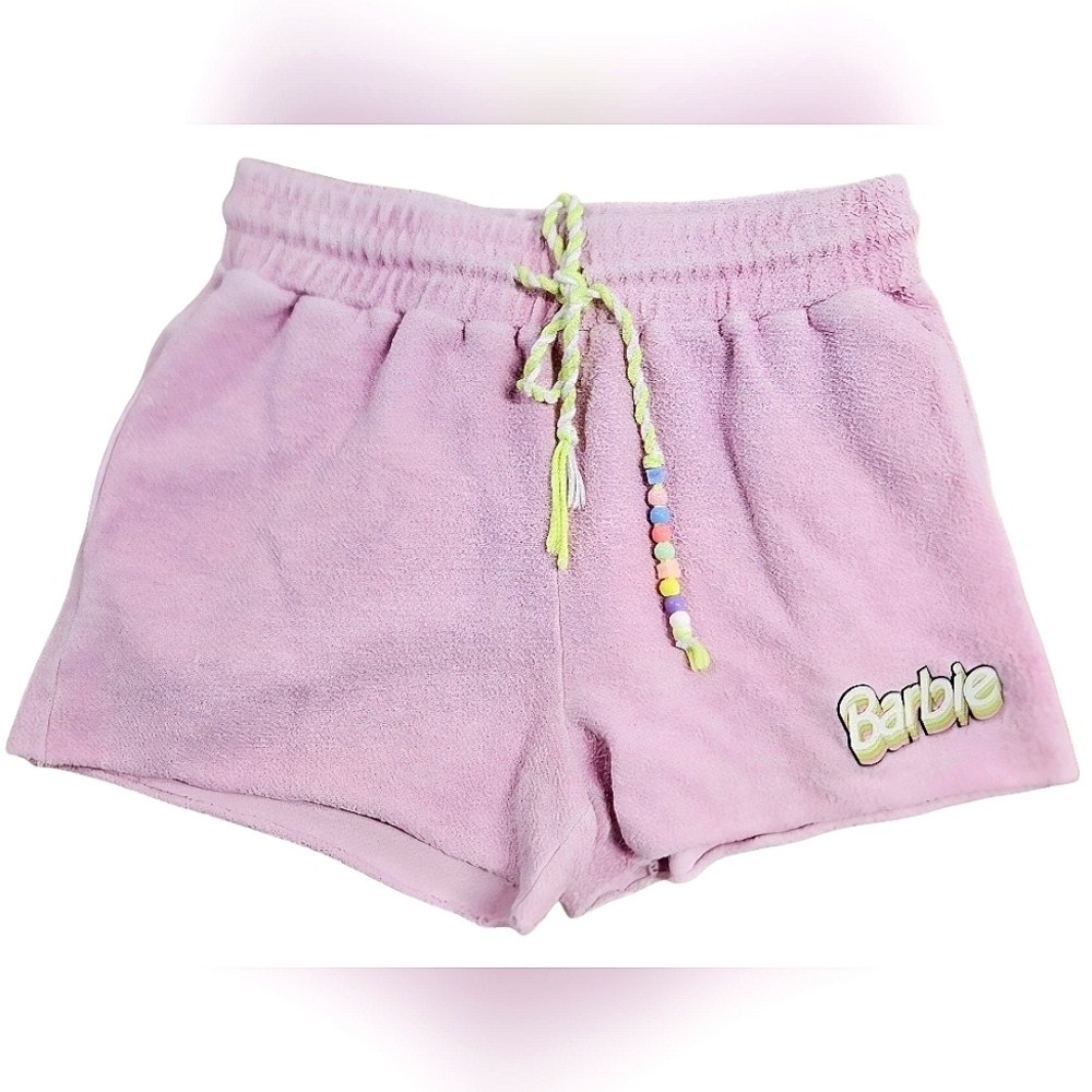 0013 Barbie X Forever 21 Pink Beaded Cotton Terry Sweatshorts Shorts Size Small